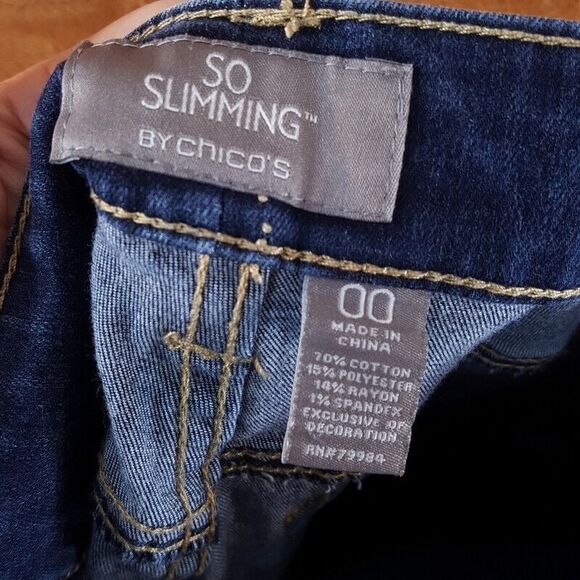 CHICOS Womens Jeans Size 00 XS Dark Wash Skinny Crop Ankle Pocket Stretch Denim - Picture 6 of 7